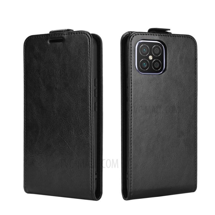 Vertical Flip Crazy Horse Texture with Card Holder Leather Cover for Huawei Nova 8 SE - Black-2