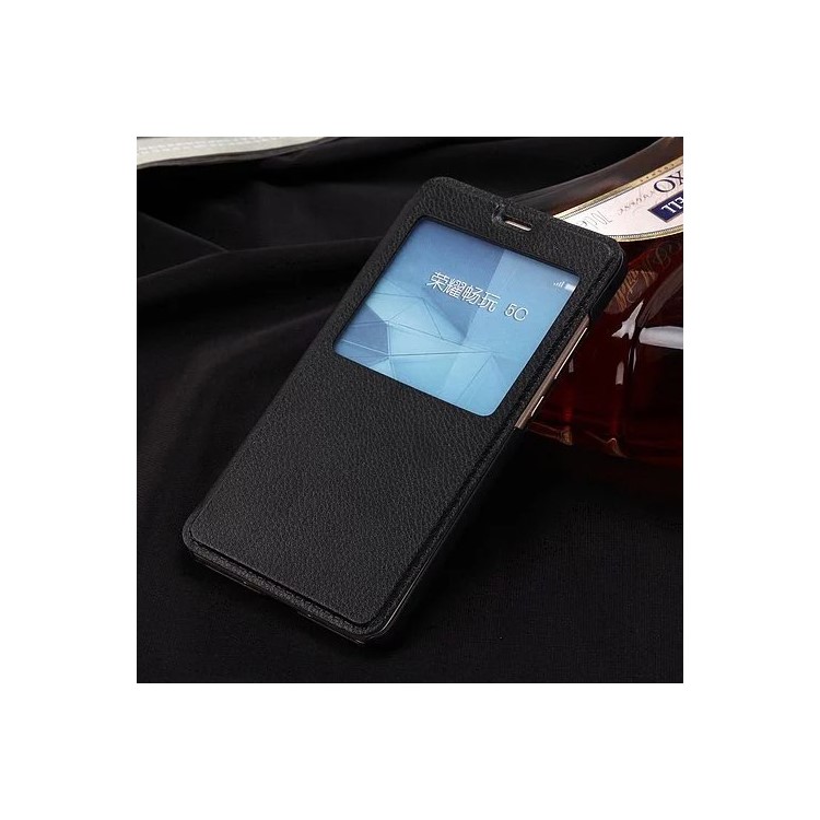 Slim Leather View Window Case for Huawei Honor 5c / GT3 - Black-1