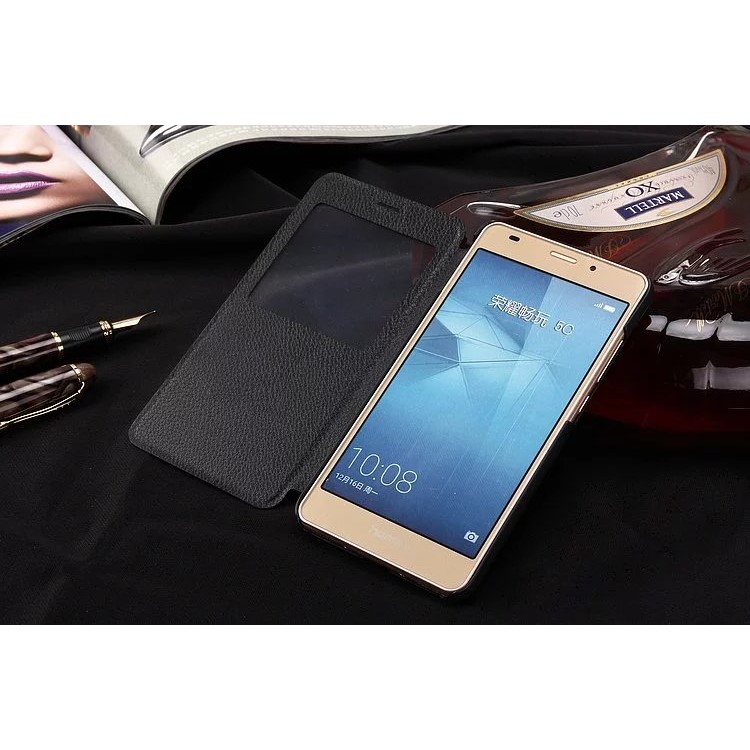 Slim Leather View Window Case for Huawei Honor 5c / GT3 - Black-3