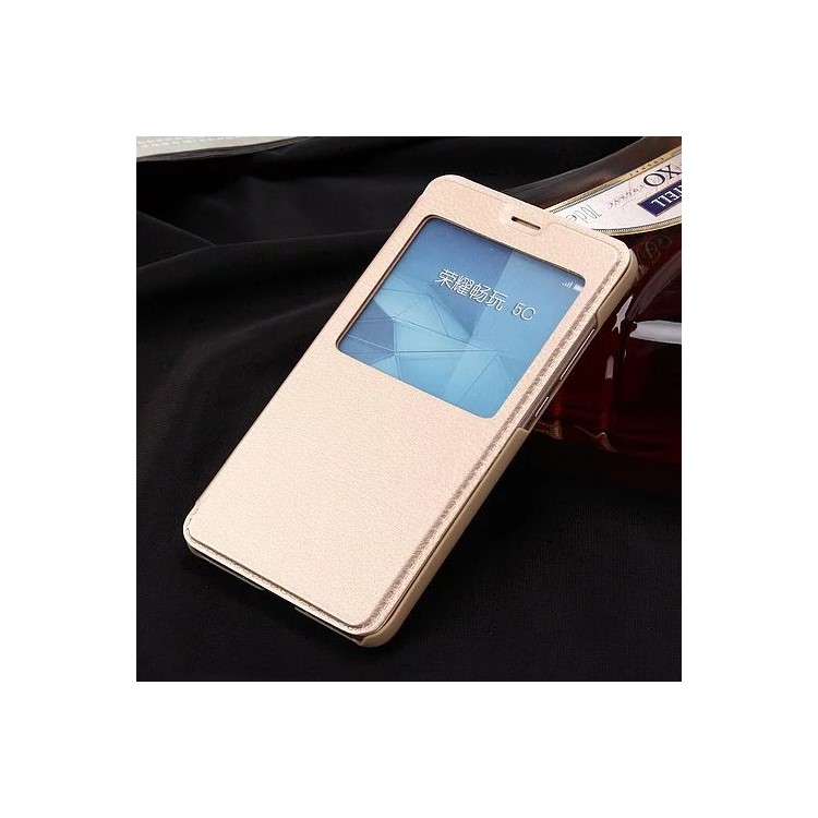 Slim Leather View Window Phone Shell for Huawei Honor 5c / GT3 - Gold-1