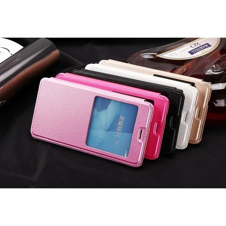 Slim Leather View Window Phone Shell for Huawei Honor 5c / GT3 - Gold-10