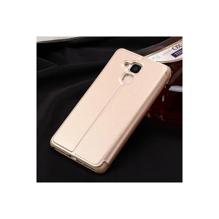 Slim Leather View Window Phone Shell for Huawei Honor 5c / GT3 - Gold-2