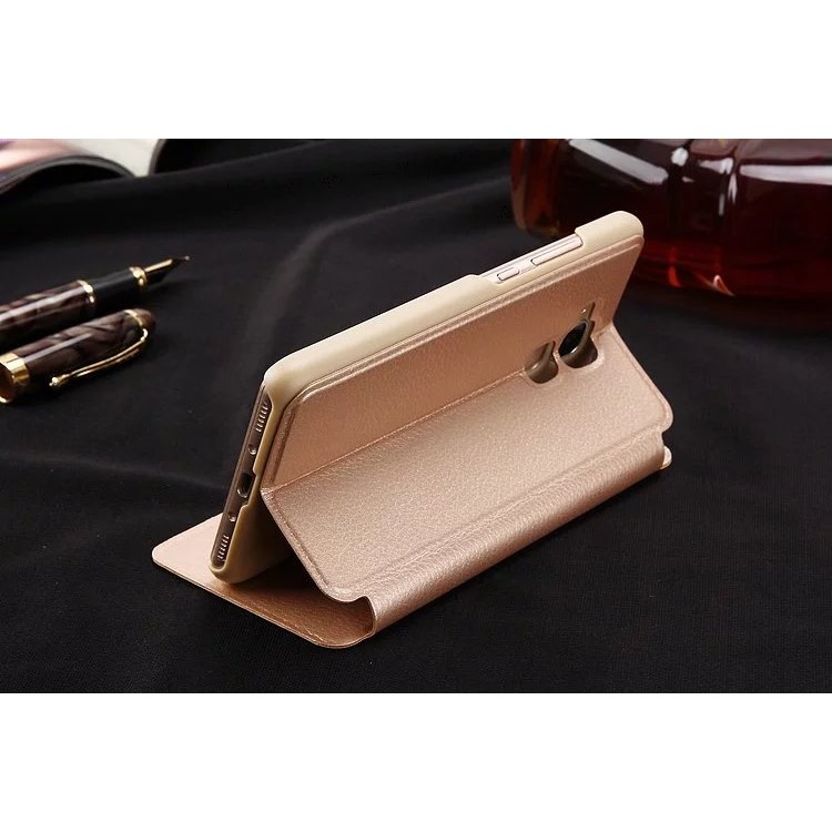 Slim Leather View Window Phone Shell for Huawei Honor 5c / GT3 - Gold-5