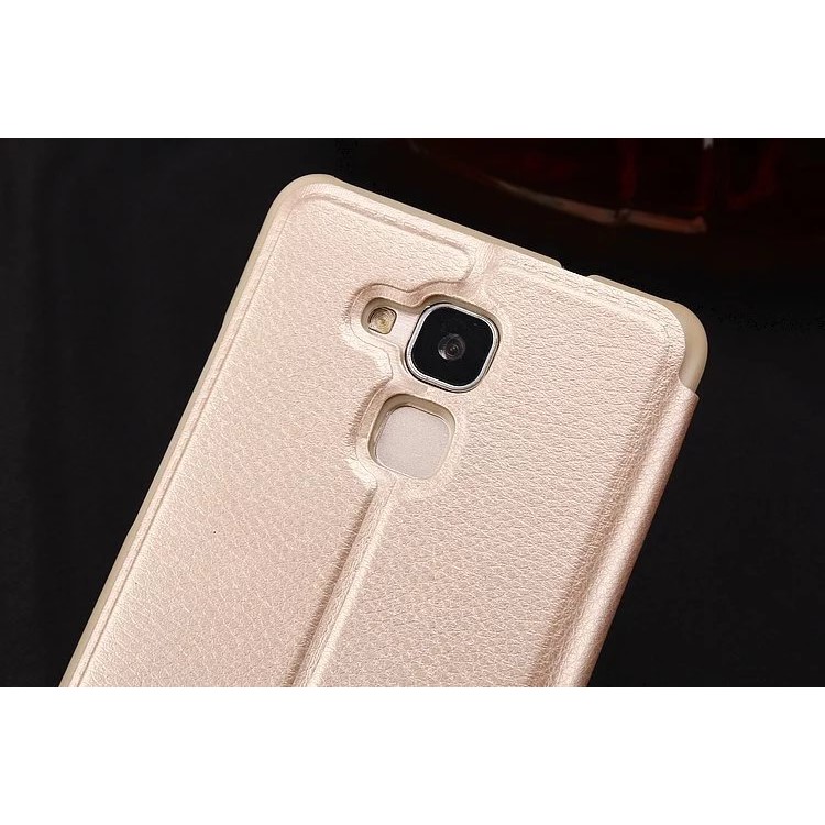 Slim Leather View Window Phone Shell for Huawei Honor 5c / GT3 - Gold-8