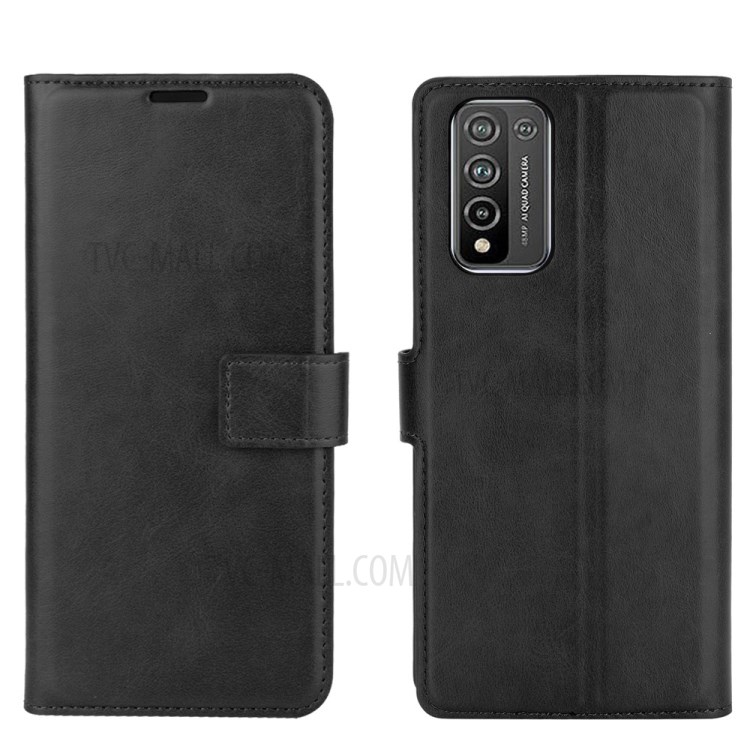 Wallet Stand PU Leather Flip Cover for Honor 10X Lite Protective Case - Black-6