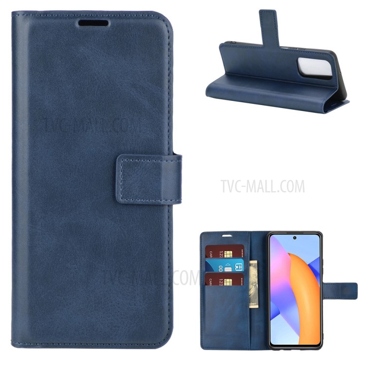 Wallet Stand PU Leather Flip Cover for Honor 10X Lite Protective Case - Blue-1