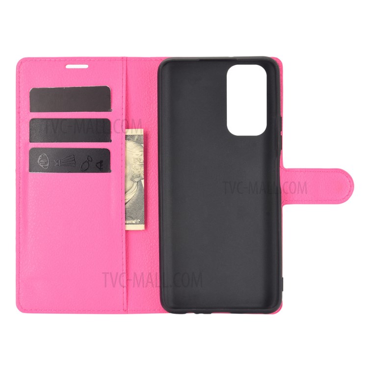 Litchi Grain Wallet Style Case for Honor 10X Lite Stand Leather Protector Shell - Rose-2