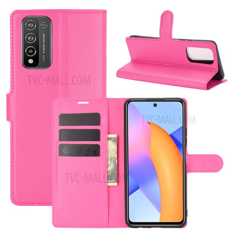 Litchi Grain Wallet Style Case for Honor 10X Lite Stand Leather Protector Shell - Rose-5