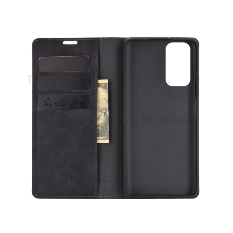 Skin-Touch Leather Flip Shell for Honor 10X Lite Wallet Stand Phone Case - Black-2