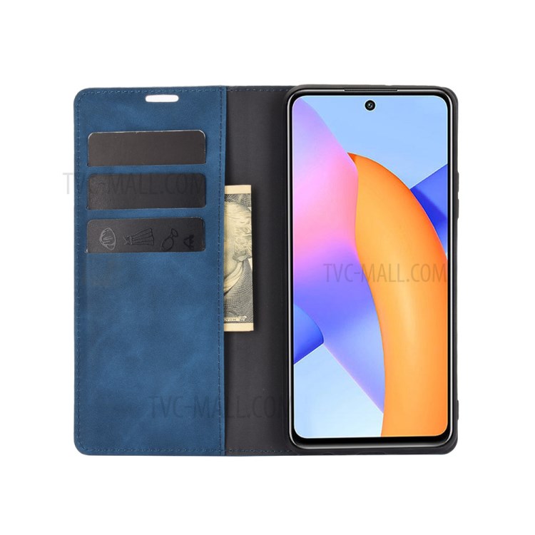 Skin-Touch Leather Flip Shell for Honor 10X Lite Wallet Stand Phone Case - Blue-3