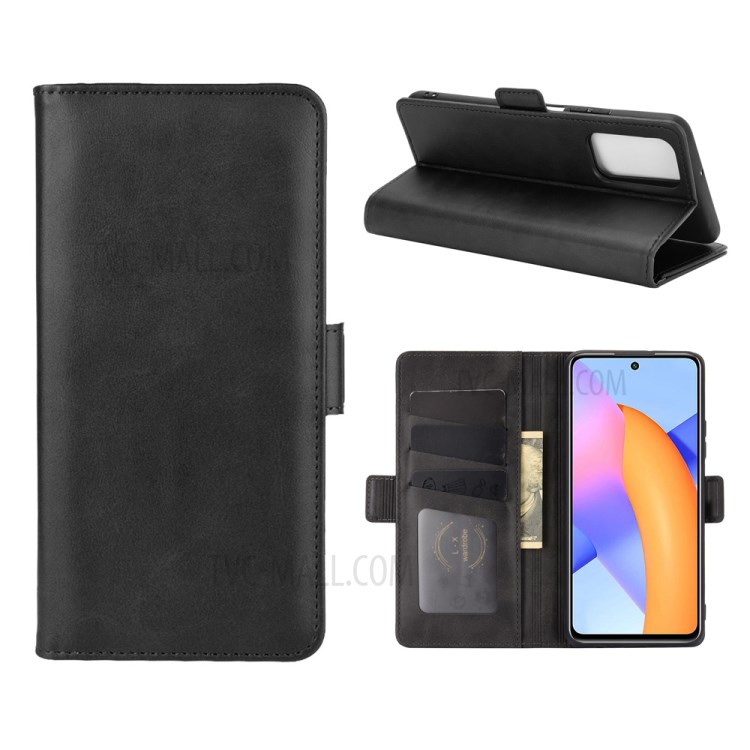 Double Clasp Flip Magnet Leather Case Cover for Honor 10X Lite - Black-1