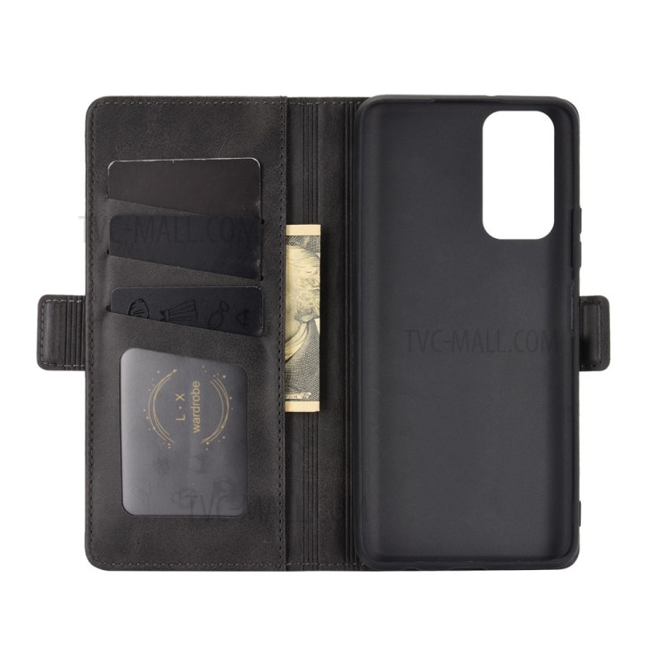 Double Clasp Flip Magnet Leather Case Cover for Honor 10X Lite - Black-2