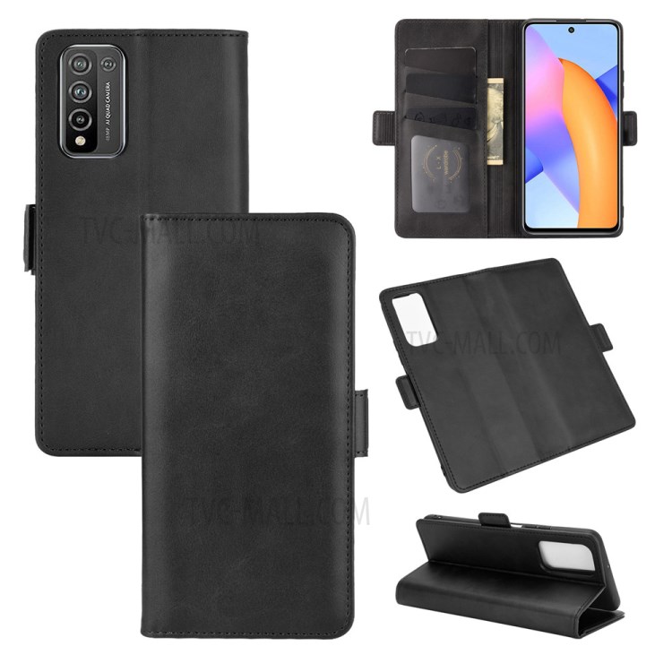 Double Clasp Flip Magnet Leather Case Cover for Honor 10X Lite - Black-5