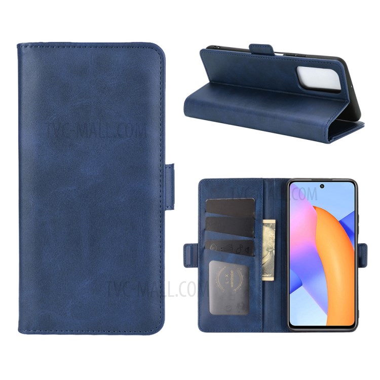 Double Clasp Flip Magnet Leather Case Cover for Honor 10X Lite - Blue-1