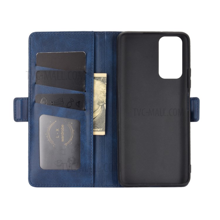 Double Clasp Flip Magnet Leather Case Cover for Honor 10X Lite - Blue-2