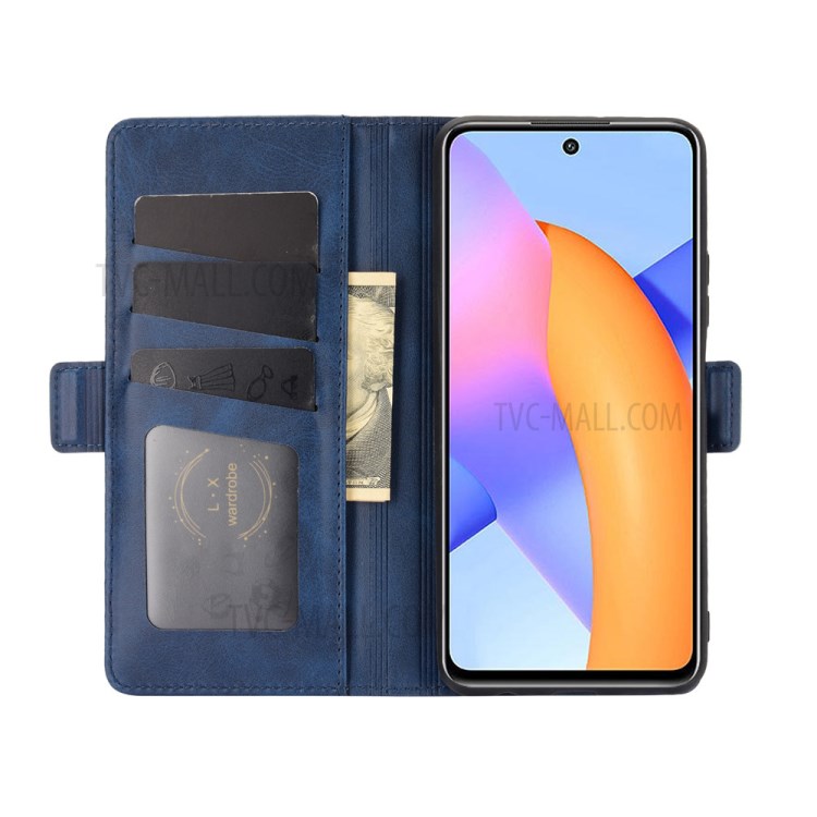 Double Clasp Flip Magnet Leather Case Cover for Honor 10X Lite - Blue-3