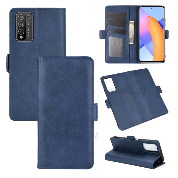 Double Clasp Flip Magnet Leather Case Cover for Honor 10X Lite - Blue-5