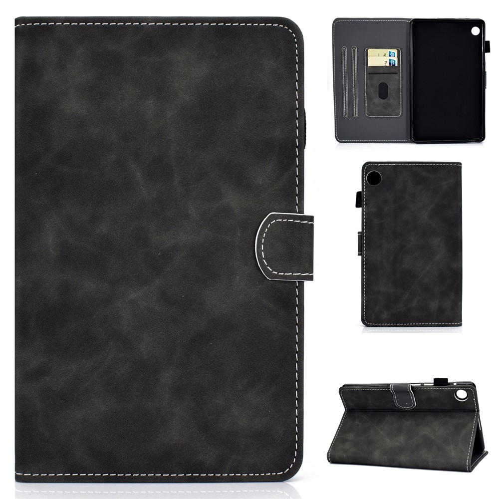 Microfiber Leather + Soft TPU Inner with Stand Case and Card Slots for Huawei MatePad T10/T10S - Black-1