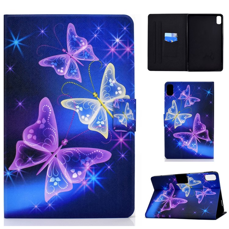 Pattern Printing Leather Stand for Huawei MatePad 10.4 (2020)/Honor V6 Tablet Shell - Purple Butterlies-1