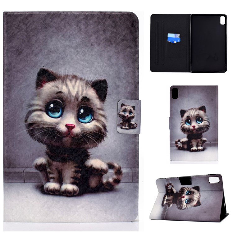 Pattern Printing Leather Stand for Huawei MatePad 10.4 (2020)/Honor V6 Tablet Shell - Cute Cat-1