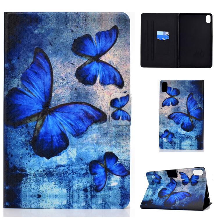 Pattern Printing Leather Stand for Huawei MatePad 10.4 (2020)/Honor V6 Tablet Shell - Blue Butterflies-1