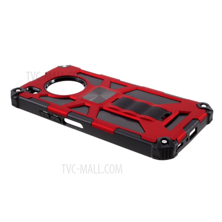 Kickstand Dropproof PC + TPU Combo Cover Shell with Magnet CD Pattern for Huawei Y9a - Red-4