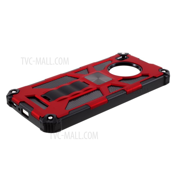 Kickstand Dropproof PC + TPU Combo Cover Shell with Magnet CD Pattern for Huawei Y9a - Red-5