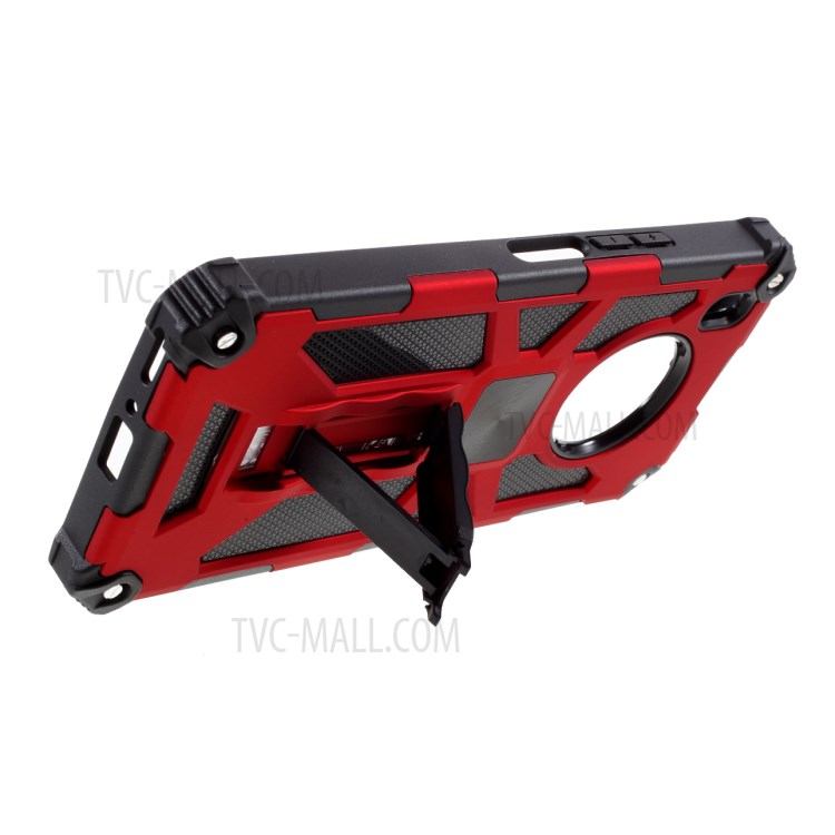 Kickstand Dropproof PC + TPU Combo Cover Shell with Magnet CD Pattern for Huawei Y9a - Red-8