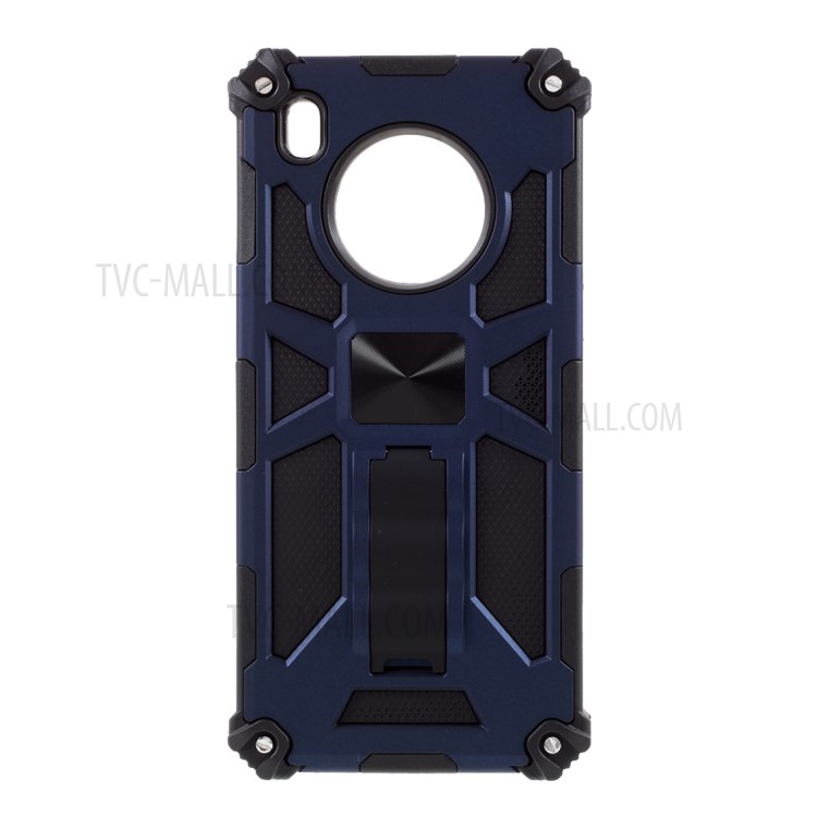 Kickstand Dropproof PC + TPU Combo Cover Shell with Magnet CD Pattern for Huawei Y9a - Blue-1