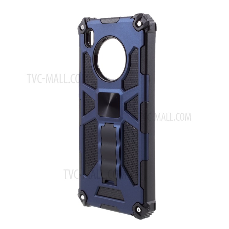 Kickstand Dropproof PC + TPU Combo Cover Shell with Magnet CD Pattern for Huawei Y9a - Blue-2