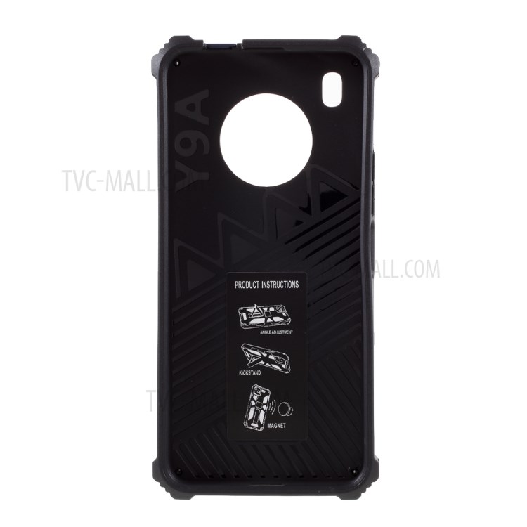 Kickstand Dropproof PC + TPU Combo Cover Shell with Magnet CD Pattern for Huawei Y9a - Blue-3