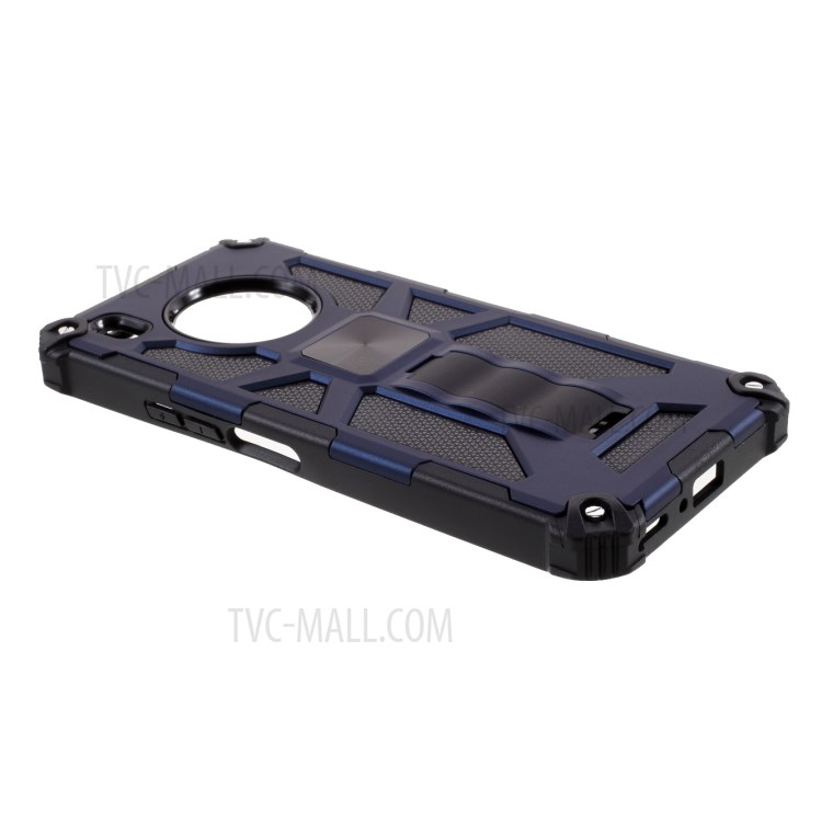 Kickstand Dropproof PC + TPU Combo Cover Shell with Magnet CD Pattern for Huawei Y9a - Blue-4