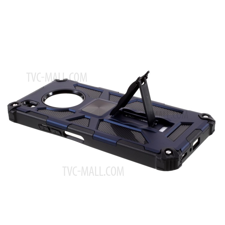 Kickstand Dropproof PC + TPU Combo Cover Shell with Magnet CD Pattern for Huawei Y9a - Blue-7