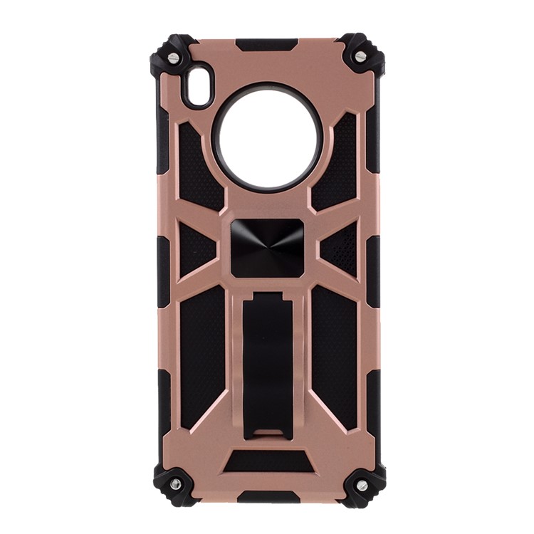 Kickstand Dropproof PC + TPU Cobertura Combo Shell Com Ímã Padrão De CD Para Huawei Y9A - Rosa Ouro-1