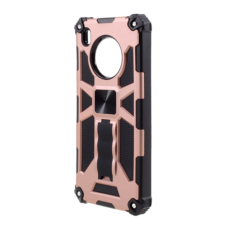 Kickstand Dropproof PC + TPU Cobertura Combo Shell Com Ímã Padrão De CD Para Huawei Y9A - Rosa Ouro-2