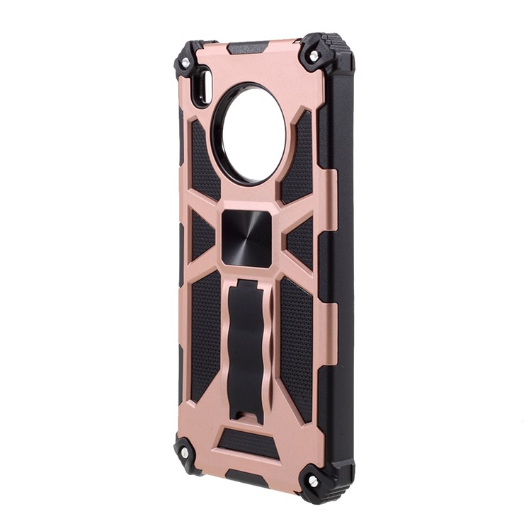 Kickstand Dropproof PC + TPU Combo Cover Shell with Magnet CD Pattern for Huawei Y9a - Rose Gold-2