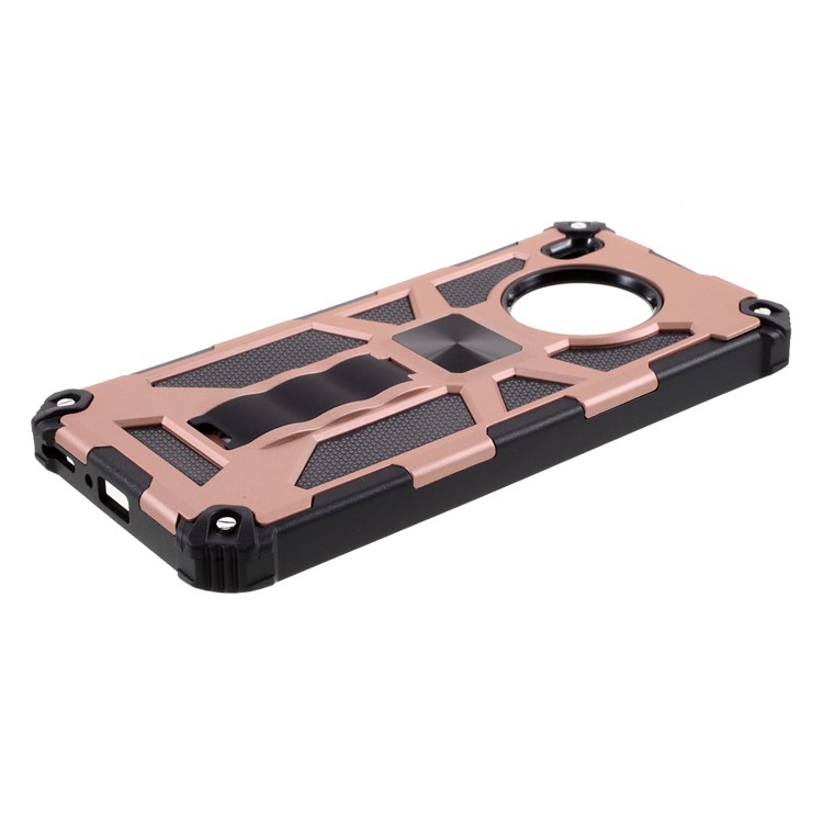 Kickstand Dropproof PC + TPU Cobertura Combo Shell Com Ímã Padrão De CD Para Huawei Y9A - Rosa Ouro-5