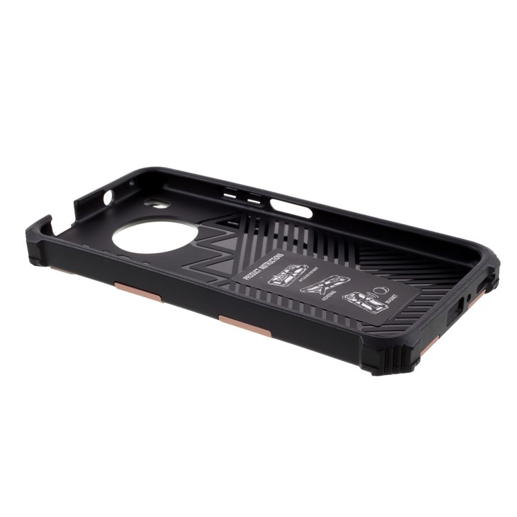 Kickstand Dropproof PC + TPU Cobertura Combo Shell Com Ímã Padrão De CD Para Huawei Y9A - Rosa Ouro-6