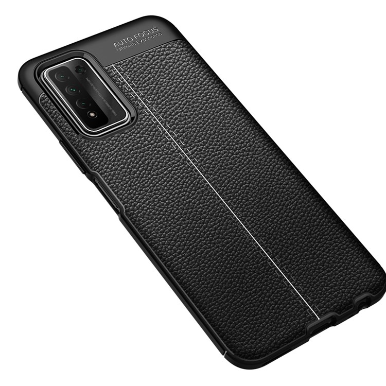 Étui De Téléphone Mobile Texture De Litchi Pour Honor 10x Lite Soft TPU Protector - Noir-2
