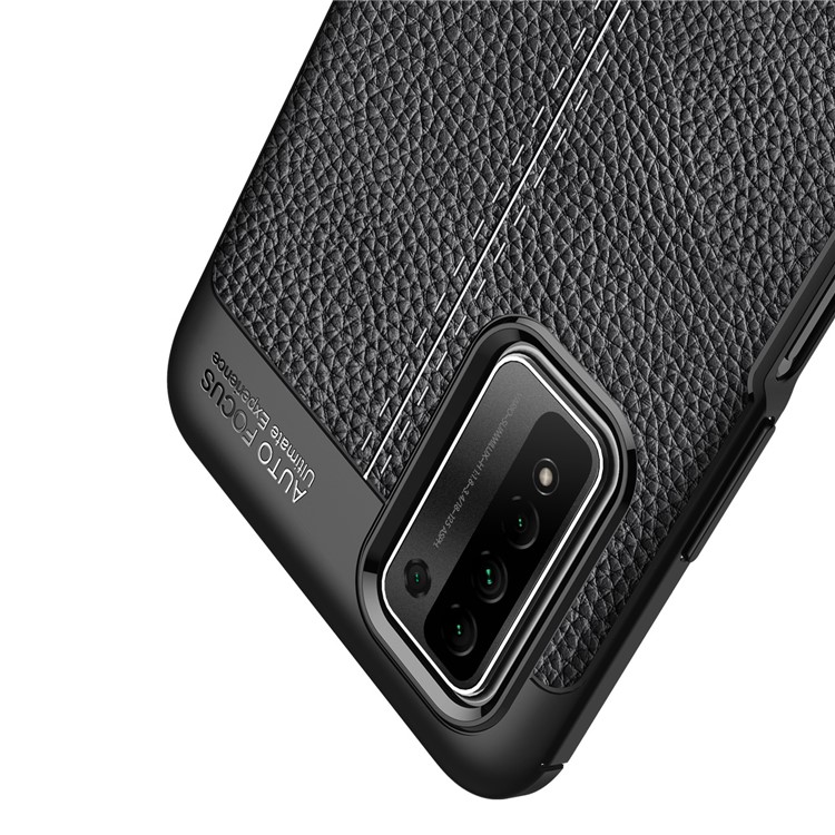 Étui De Téléphone Mobile Texture De Litchi Pour Honor 10x Lite Soft TPU Protector - Noir-3