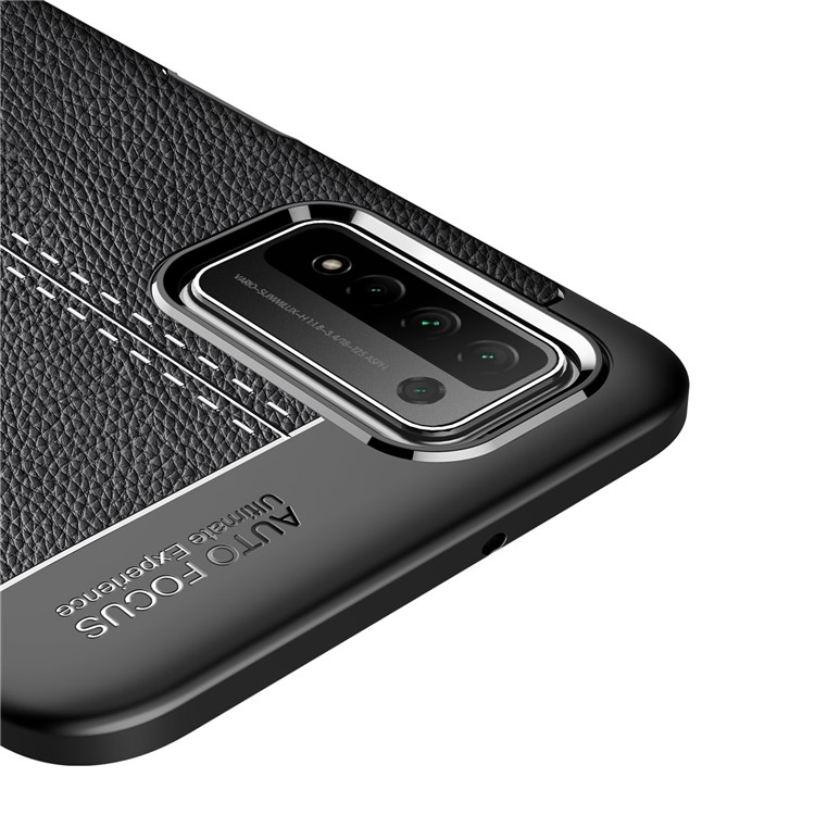 Étui De Téléphone Mobile Texture De Litchi Pour Honor 10x Lite Soft TPU Protector - Noir-4