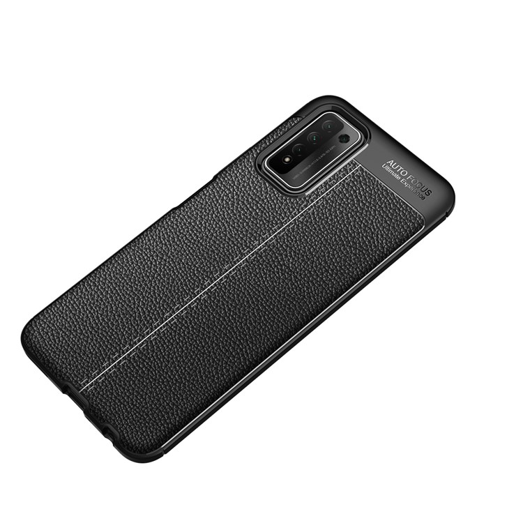 Étui De Téléphone Mobile Texture De Litchi Pour Honor 10x Lite Soft TPU Protector - Noir-7