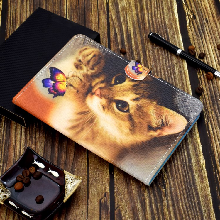Stitching Design Pattern Printing Leather with Card Holder Tablet Cover for Huawei MatePad 10.4 (2020)/Honor V6 - Cat Butterfly-10