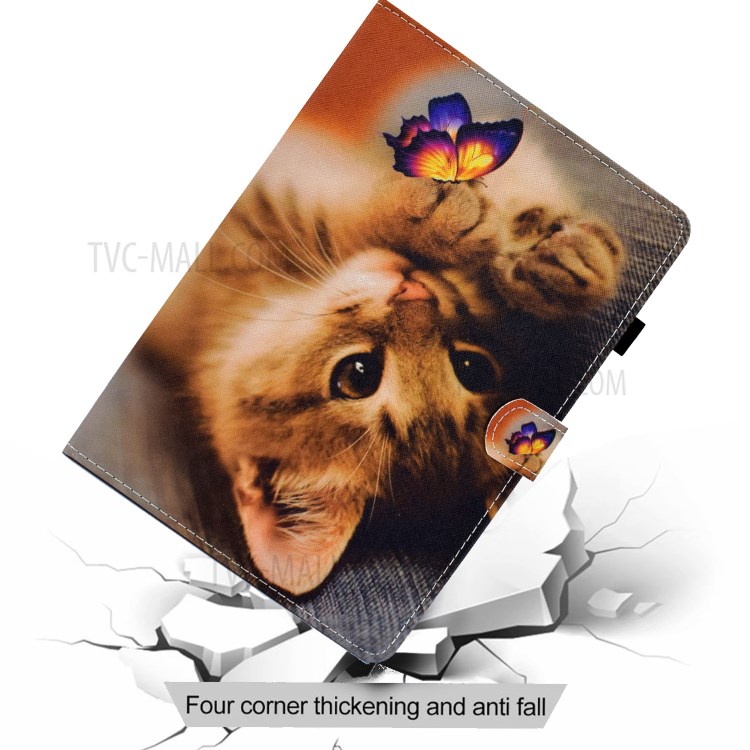Stitching Design Pattern Printing Leather with Card Holder Tablet Cover for Huawei MatePad 10.4 (2020)/Honor V6 - Cat Butterfly-9