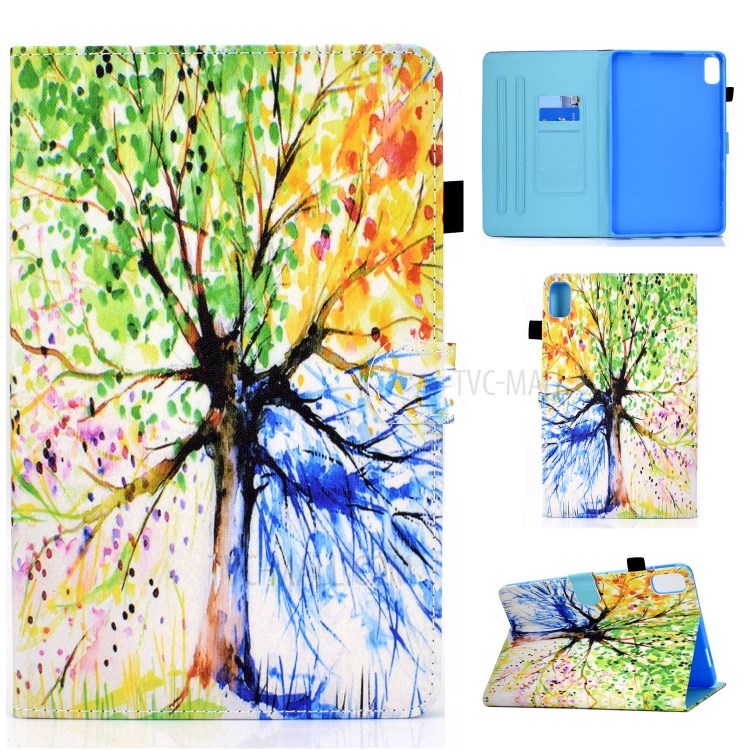 Stitching Design Pattern Printing Leather with Card Holder Tablet Cover for Huawei MatePad 10.4 (2020)/Honor V6 - Life Tree-1
