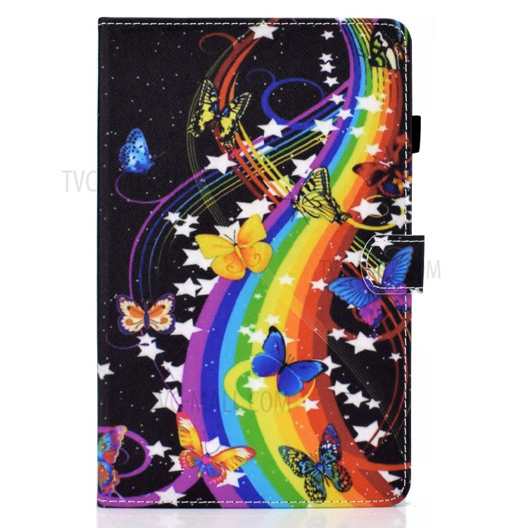 Stitching Design Pattern Printing Leather with Card Holder Tablet Cover for Huawei MatePad 10.4 (2020)/Honor V6 - Rainbow/Butterfly-2