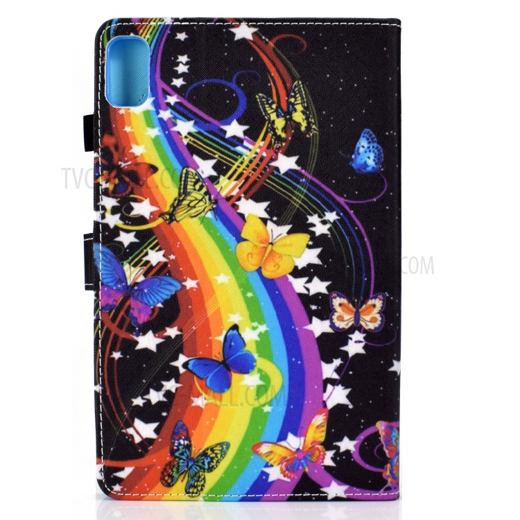 Stitching Design Pattern Printing Leather with Card Holder Tablet Cover for Huawei MatePad 10.4 (2020)/Honor V6 - Rainbow/Butterfly-3