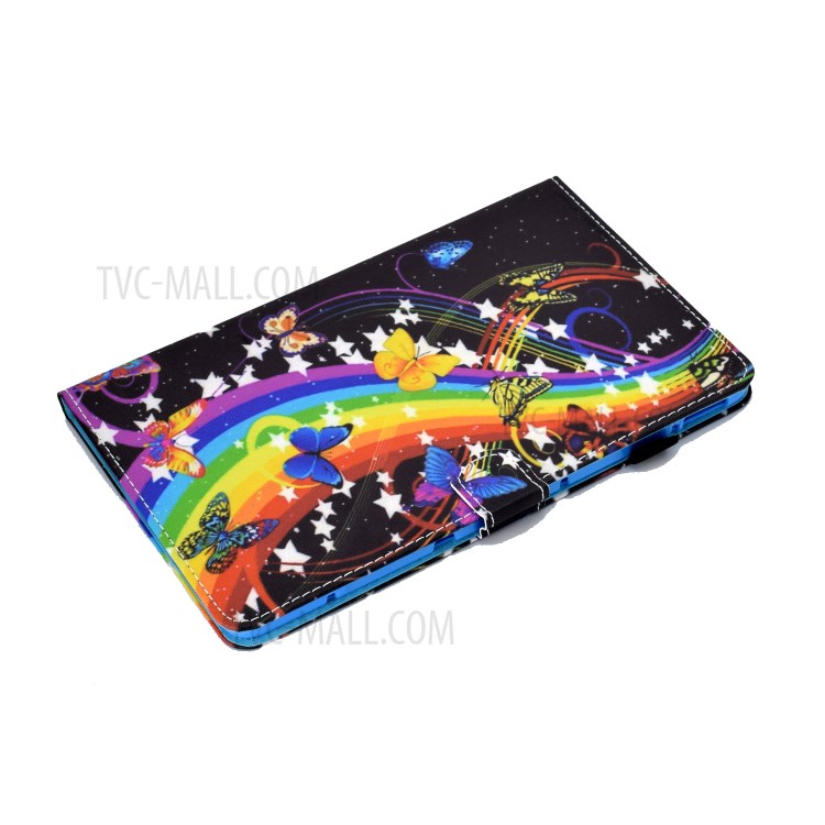Stitching Design Pattern Printing Leather with Card Holder Tablet Cover for Huawei MatePad 10.4 (2020)/Honor V6 - Rainbow/Butterfly-5