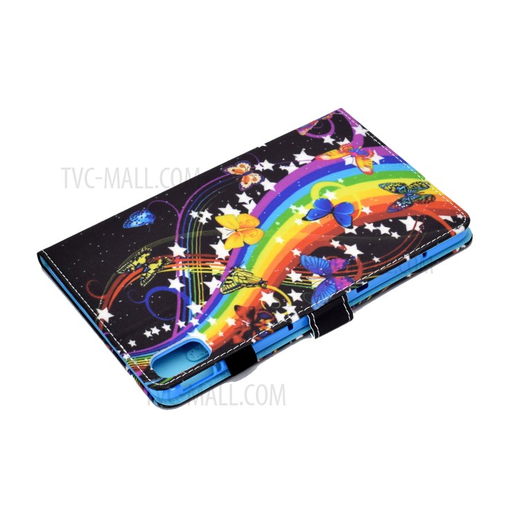 Stitching Design Pattern Printing Leather with Card Holder Tablet Cover for Huawei MatePad 10.4 (2020)/Honor V6 - Rainbow/Butterfly-6