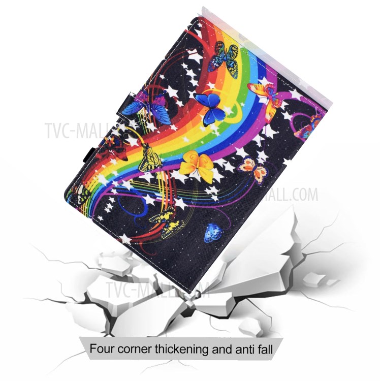 Stitching Design Pattern Printing Leather with Card Holder Tablet Cover for Huawei MatePad 10.4 (2020)/Honor V6 - Rainbow/Butterfly-8